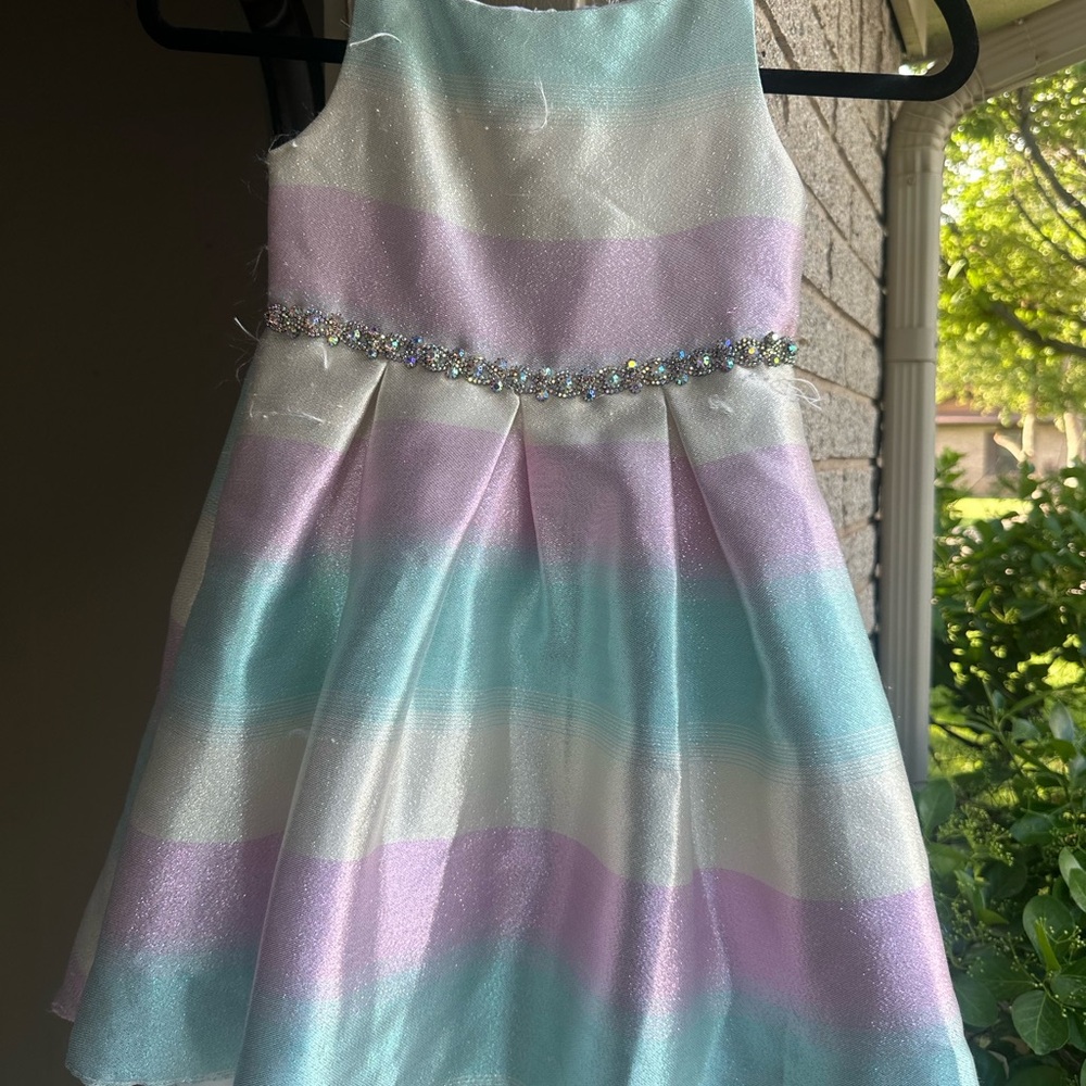 Rare Editions Green and Blue A-Line Sundress for Weddings